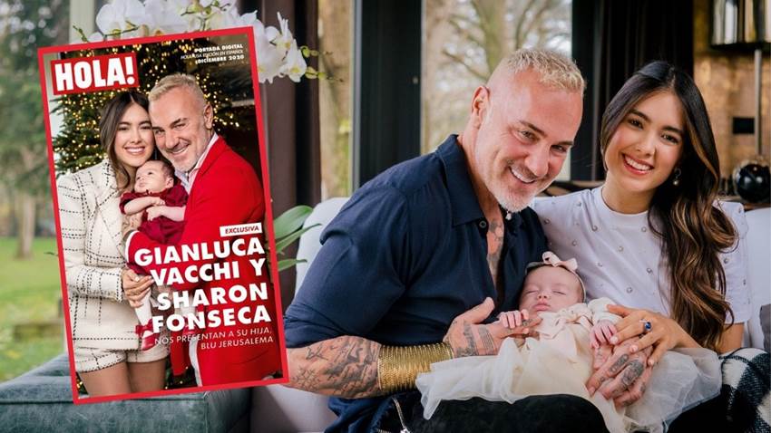 Gianluca Vacchi y Sharon Fonseca comparten que su bebé, Blu Jerusalema, ya fue operada